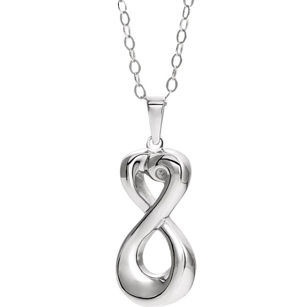 10k Yellow / Sterling Silver / 10K White /  Infinity Love Forever  Cremation Ash Holder Urn & 18" Necklace