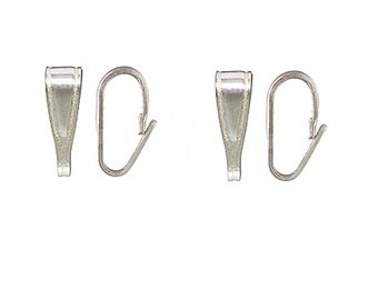 Medium 5 Piece Solid Sterling Silver 925 Snap On  Charm Pendant Bail (2.8x8.2mm) Findings