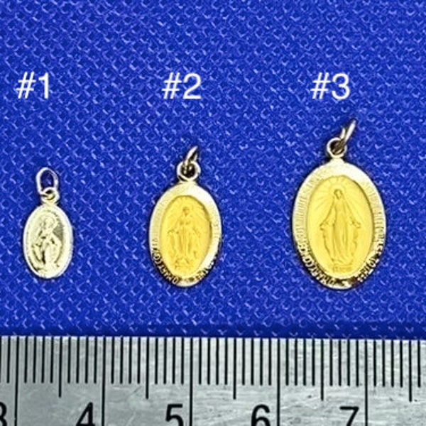 14k Solid Gold  Miraculous Blessed Mother Virgin Mary Pendant Charm 1 Gram Medal