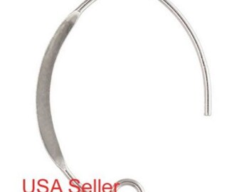 6 Hammered 925 V Style Sterling Silver Ear Earring Wire Shepherd Hook Hoops