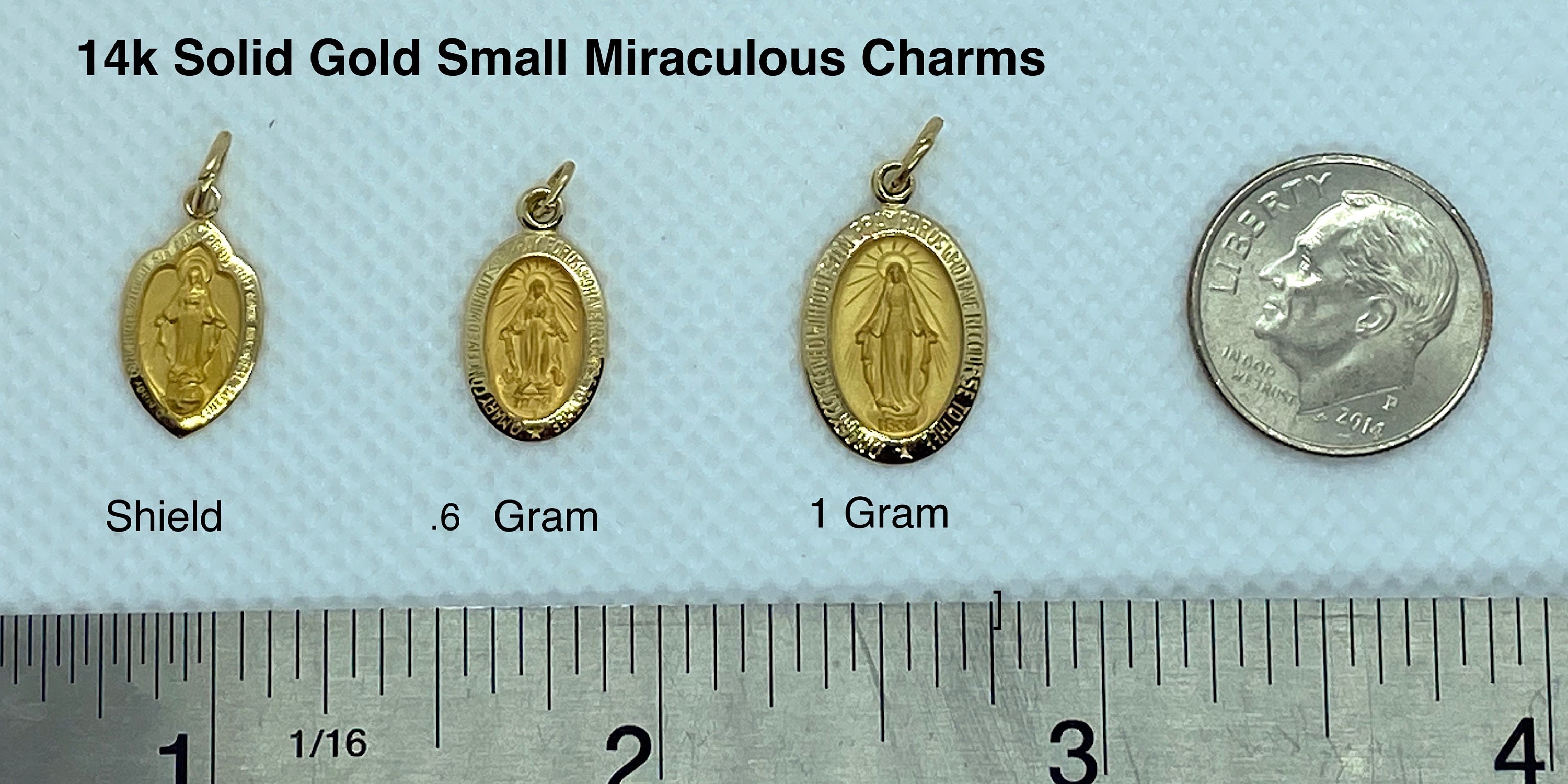 14K Gold .6 Gram and 1 Gram Miraculous Virgin Mother Blessed Mary Pendant Charm Medal Etsy