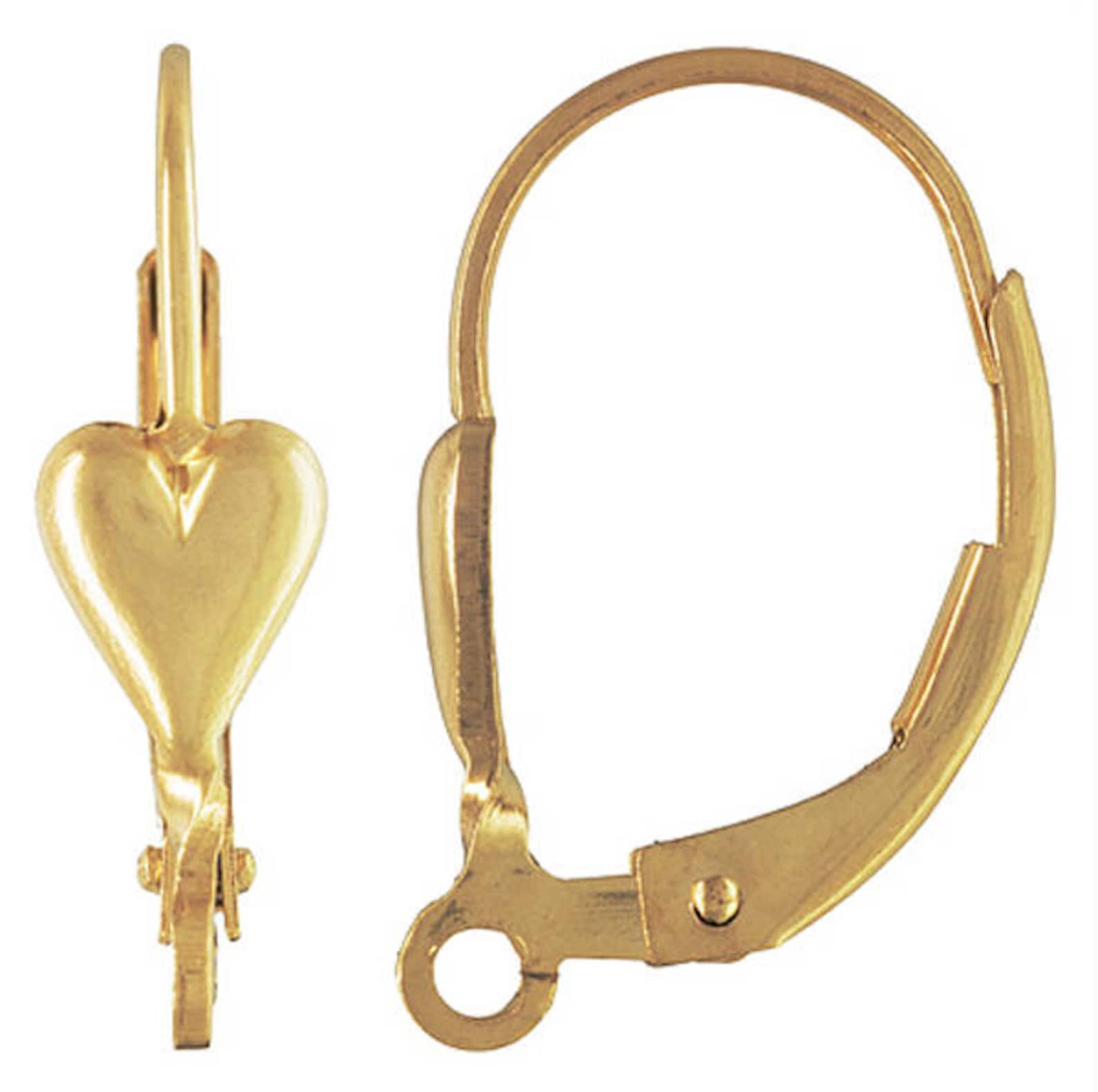 1 Pair 14k GOLD Filled Heart Lever Back Lever Back Earring Etsy