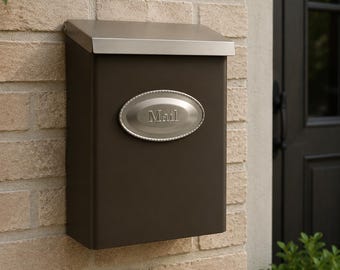 Modern Venetian Bronze Mailbox, Wall Mounted Steel Post Box, Outdoor Mail Holder, Farmhouse Entryway Decor