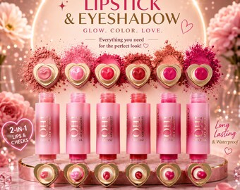 2-in-1 Liquid Blush & Lip Tint – Waterproof Long Lasting Makeup – Pink Glow Eyeshadow Stick – Korean Beauty Cosmetic