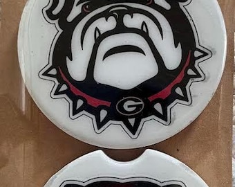 3 inch round Georgia Bulldogs car coasters