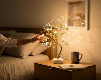 USB LEDツリーランプ、タッチ調光式盆栽フェアリーライト、温白色ナイトライト