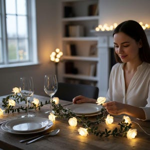 Rose Flower String Lights | Battery Powered LED Garland