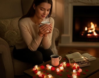 Guirnalda de luces LED de rosas de 1,5 m para decoración de bodas