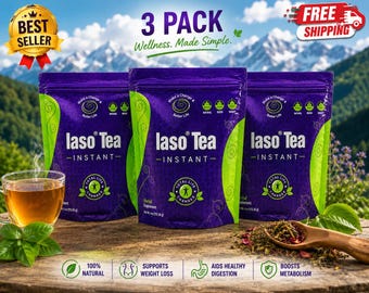 IASO Instant Herbal Tea 3 Pack – 75 Total Sachets, Daily Wellness Drink