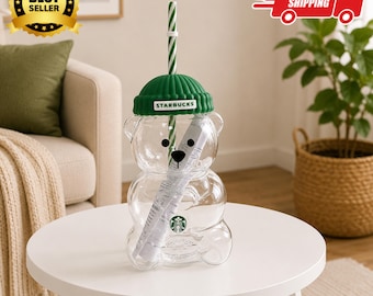 Starbucks Bearista Bear Glass Cold Cup Limited Edition Collectible Rare Cup