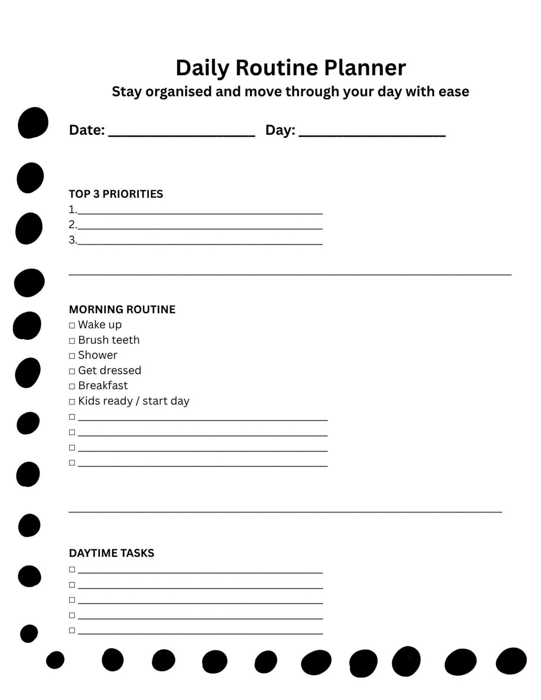 Daily Routine Planner Printable PDF - Etsy