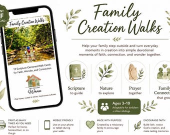 Family Creation Walks - Christian Family Nature Walk Cards for Kids - Instant Download