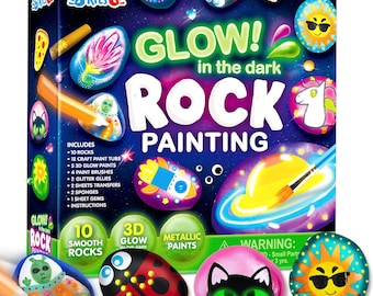 Glow in the Dark Rock Painting Kit for Kids Ages 6–12 – DIY Arts and Crafts Kit, Creative Painting Set, Fun Art Supplies Toy, Birthday Gift