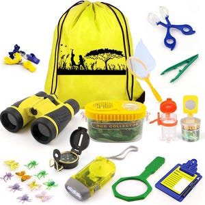 Kit de exploración infantil y juego de atrapainsectos, juguete de aventura al aire libre, equipo de camping con binoculares, brújula y red, regalo de naturaleza para niños.