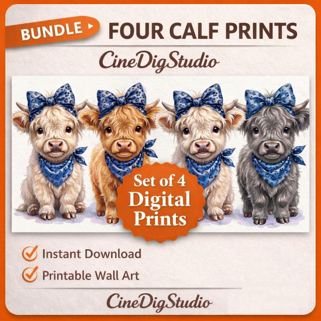Highland Cow Clipart Set – Cute Baby Cow PNG Bundle - Etsy