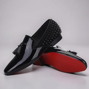 mens red spiked dress shoes Red Spiked Fashion Loafer 8 / Red