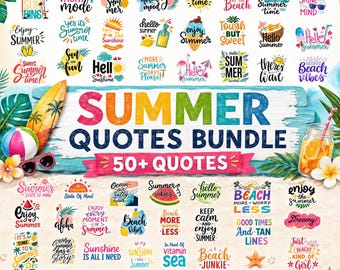 Sommer Zitate PNG SVG Bundle, Strand, Obst Designs (Digitaler Download)