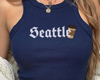 Seattle Tank Top, Seattle Crop Tank, Coffee Lover Tee, Gothic Seattle Shirt, Pacific Northwest Tank, Seattle Gift, City Graphic Tank