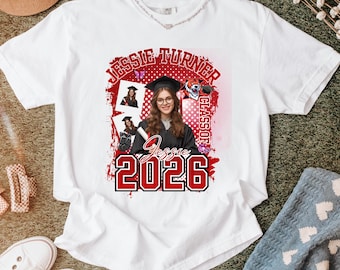 Custom Graduation Shirt with Photo, Class of 2026 Tee, Personalized Senior Shirt, Grad Photo Tee, Senior 2026 Gift, 11 Colors Available
