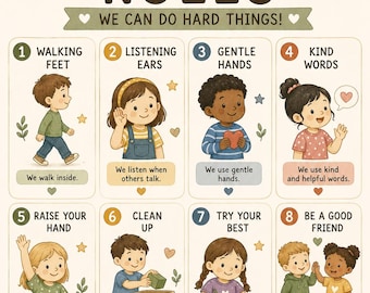My Classroom Rules Poster | Preschool Classroom Rules | Classroom Expectations Printable | Positive Behavior Visual | Kindergarten Decor