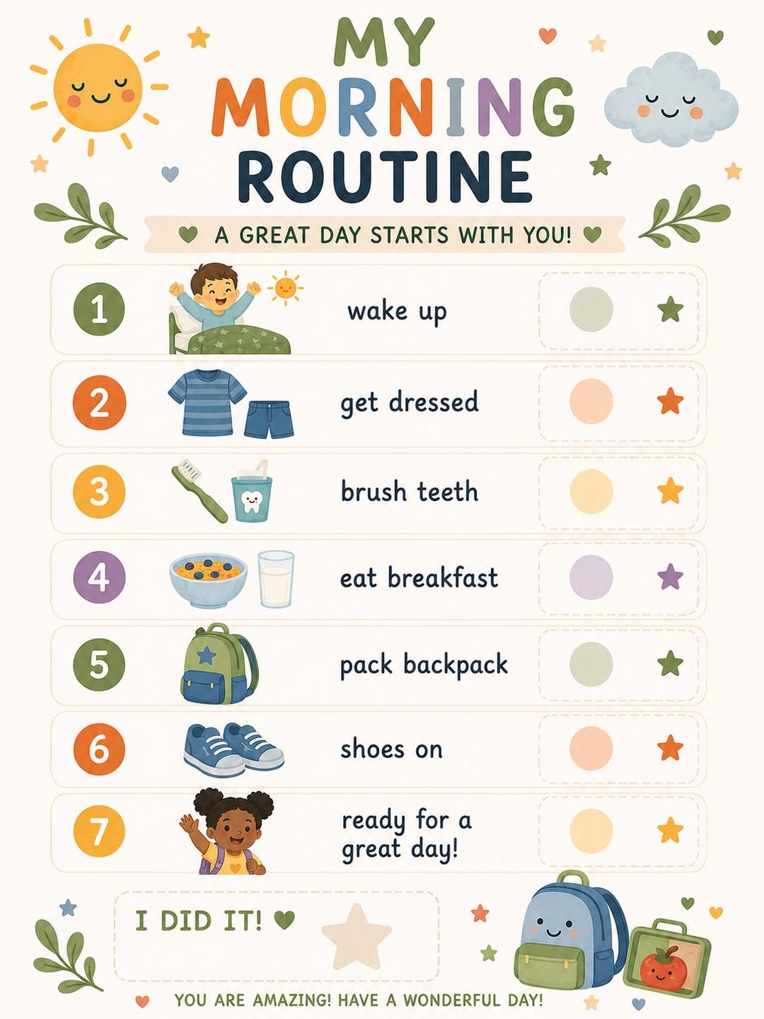 Morning Routine Chart Asd Morning Routine Chart for Kids | Printable Morning Checklist | Visual ...