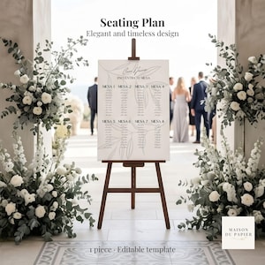 Minimalist Wedding Seating Plan Template, Editable Canva Seating Chart, Modern Wedding Seating Plan, Elegant Wedding Table Plan