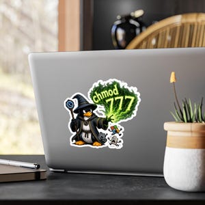 Tux Wizard chmod 777 Vinyl Decal | Kiss-Cut Sticker