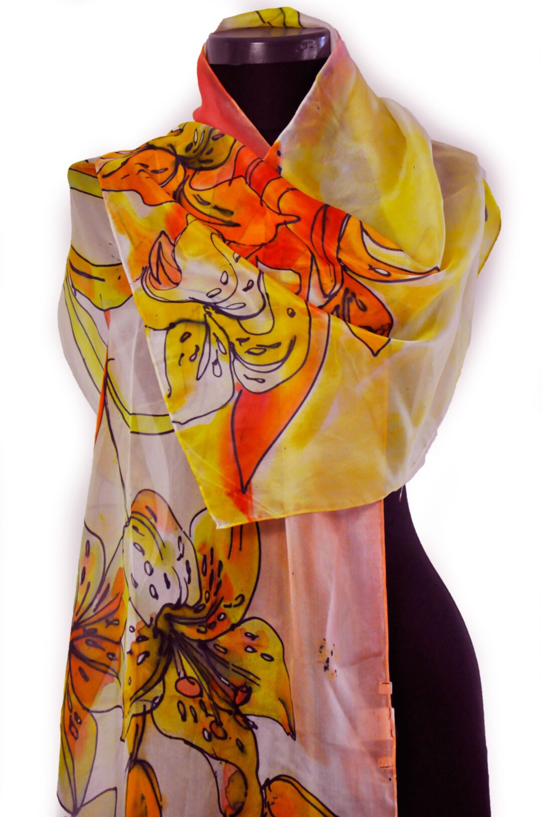 Sciarpa Di Seta Donna Con Stampa Girasoli Vintage - Scialle Elegante, Protezione Solare, Per Tutte Le Stagioni - Foto 11