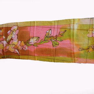 Hand Painted Silk Scarf/ Hand Painted Silk Scarf/ Woman Luxury Gift/ Woman Accessory/ Silk floral scarf/ Painting by hand, Silk Shawl S0223 image 3