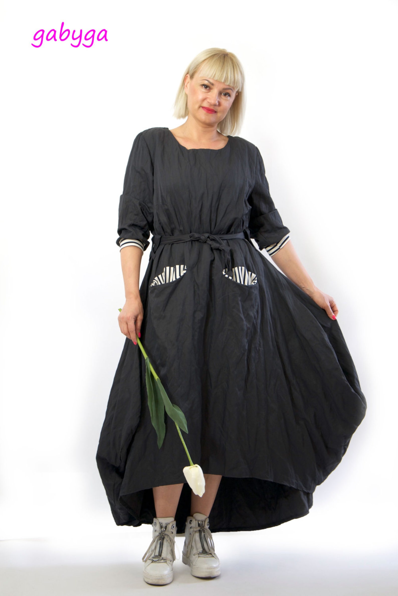 Black Maxi Cotton Dress/casual Loose Cotton Dress/long - Etsy