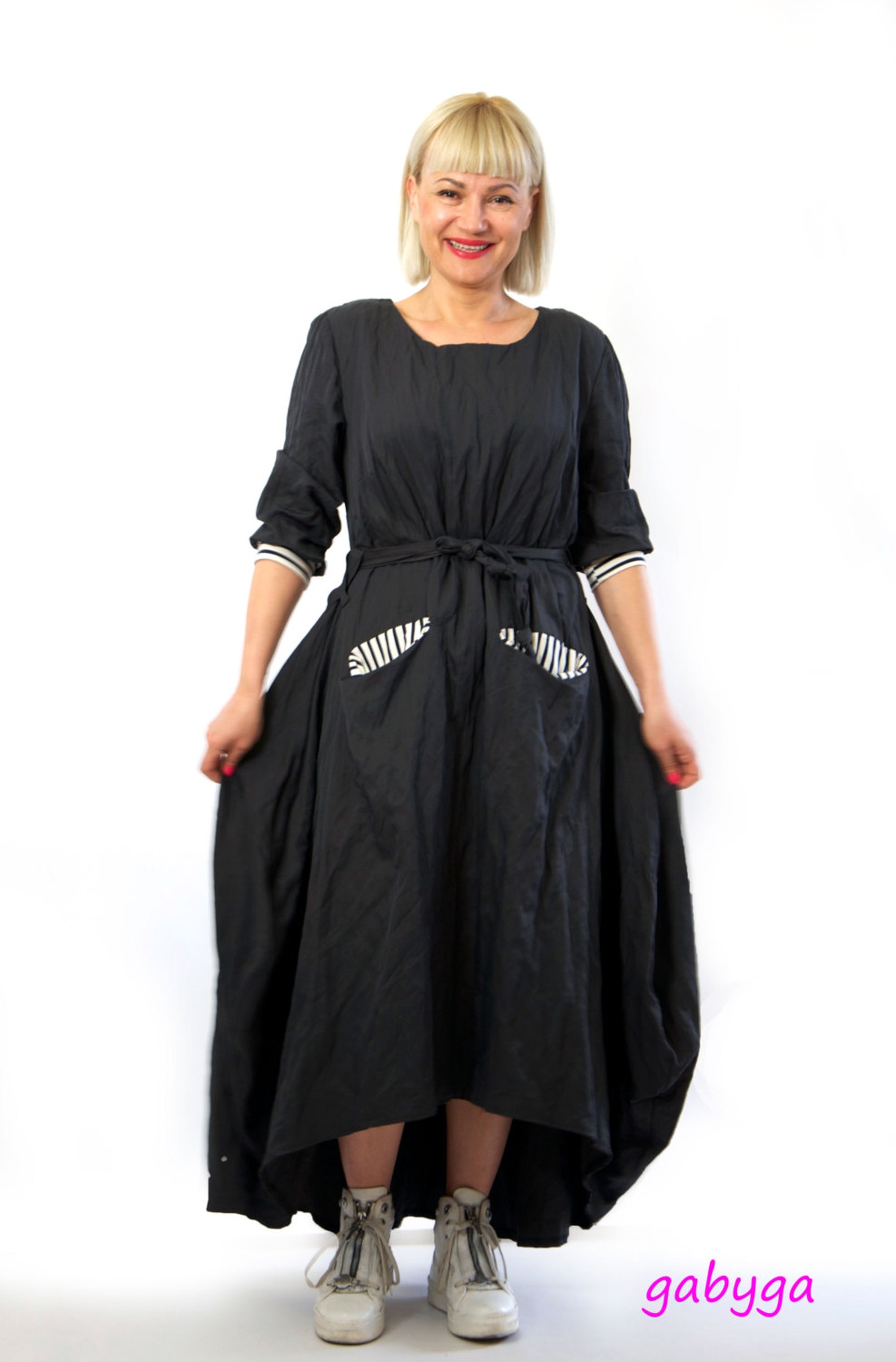 Black Maxi Cotton Dress/casual Loose Cotton Dress/long - Etsy