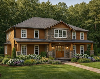 Quogue House Plan • 4 Bed Traditional Home • Spacious Upscale 2-Story 4195 Sq Ft (PDF Drawings)