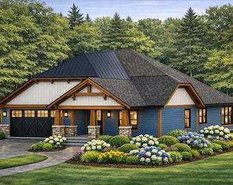 Atlantic Beach House Plan • 3 Bed Modern Ranch, One-Story Open Layout (PDF Drawings)