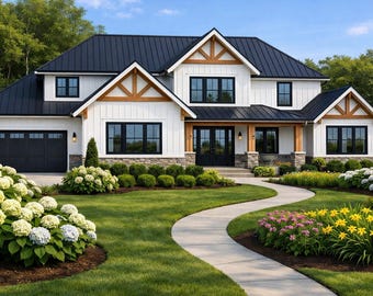 Sands Point House Plan • 5 Bed Traditional Estate • Premium 2-Story 4682 Sq Ft Dual Half Bath (PDF Drawings)