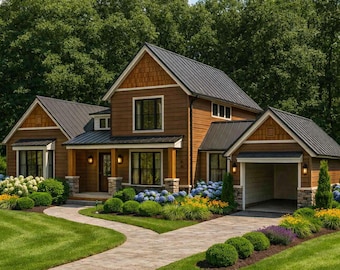 Saint James House Plan • 4 Bed Modern Farmhouse • Sharp Open Layout 2-Story 3379 Sq Ft (PDF Drawings)