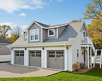 Freeport Garage Plan • 476 Sq Ft Craftsman Detached Garage • 2-Car Superior Curb Appeal (PDF Drawings)
