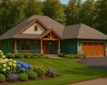 Atlantic Beach House Plan • 3 Bed Craftsman Ranch • One-Story 2007 Sq Ft Home (PDF Drawings)