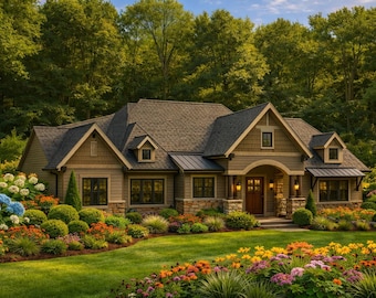 Bayport House Plan - 4 Bed Modern Farmhouse Estate - Grand 9532 Sq Ft 3-Story