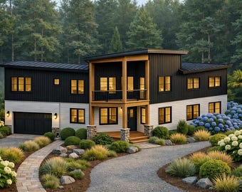 Hewlett House Plan • 3 Bed Sleek Modern Home • Contemporary 2-Story 2917 Sq Ft (PDF Drawings)