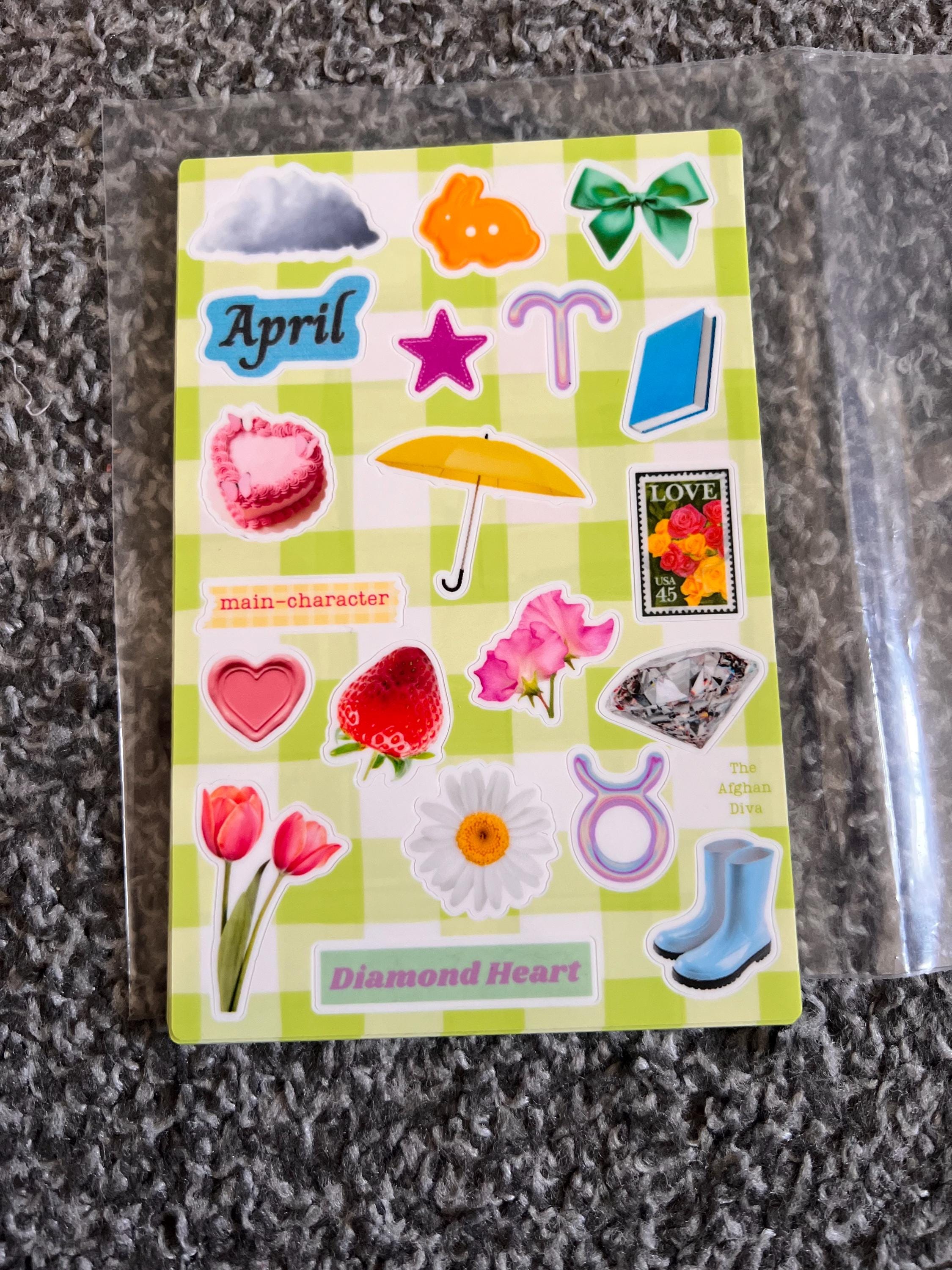 April Monthly Junk Journal Sticker Sheet | Birthstone Zodiac Birth ...