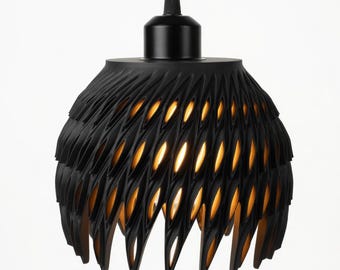 Paralume a sospensione geometrico stampato in 3D / Nero opaco, stile boho per la casa