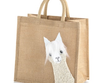 High quality jute bag Strong reusable bag Alpaca Bag Fabric Bag trendy reusable shopping bag Blue reusable shopper Jute shopping bag