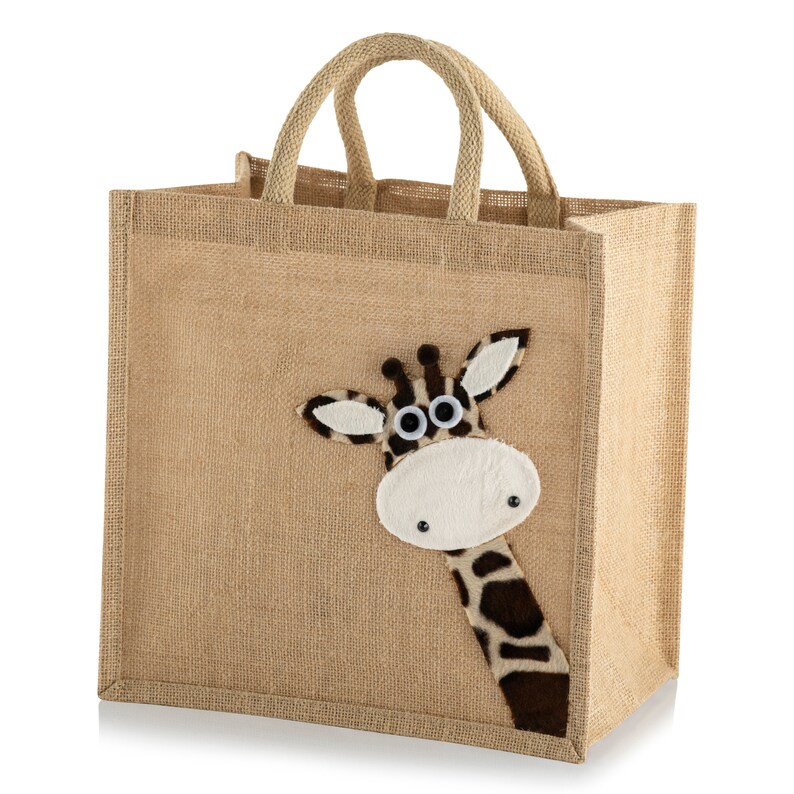 Medium Jute Hessian Burlap Peekaboo Giraffe Tote Shopping Bag Etsy