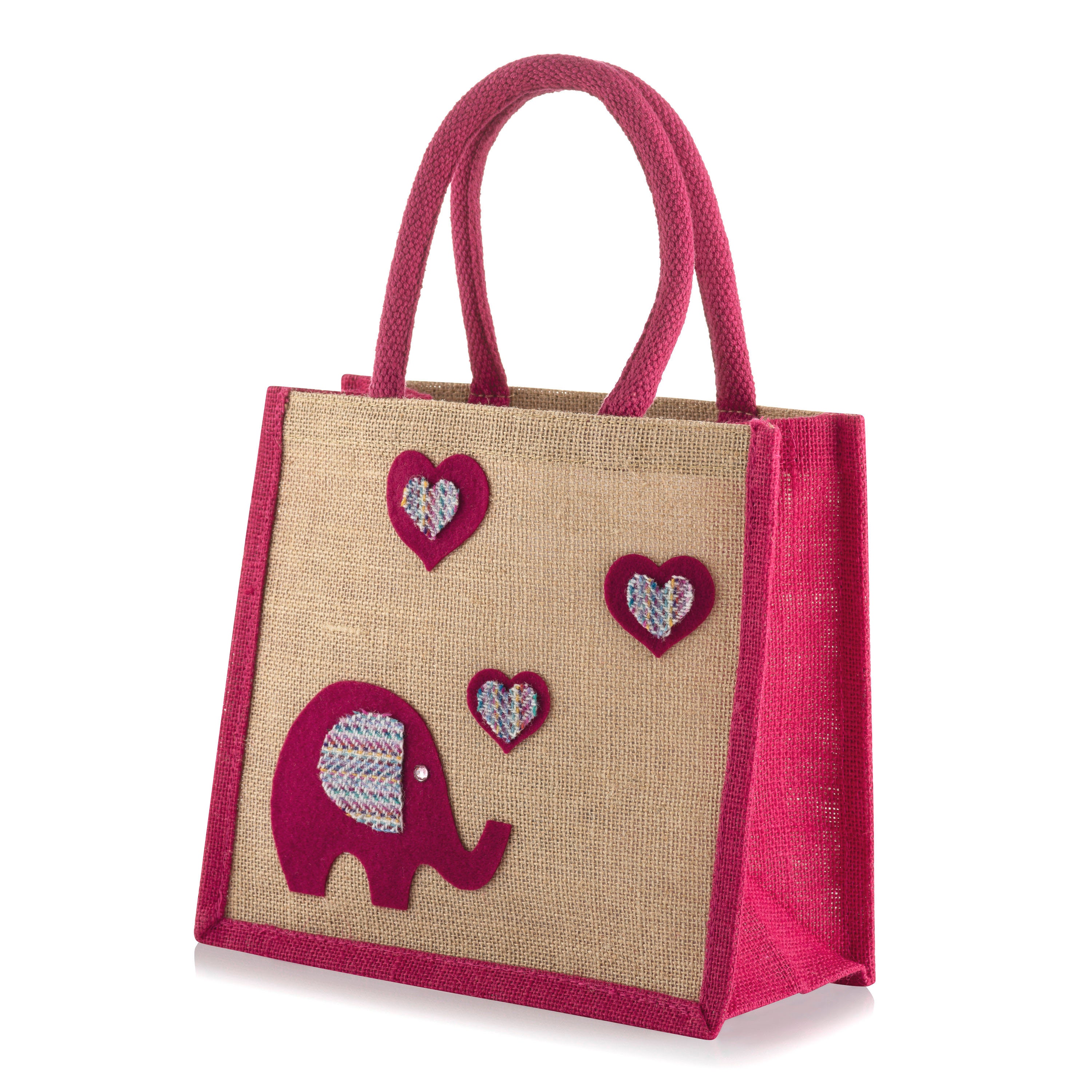 Jute Hessian Burlap Lunch / Small Tote Bag Decorated with a Etsy