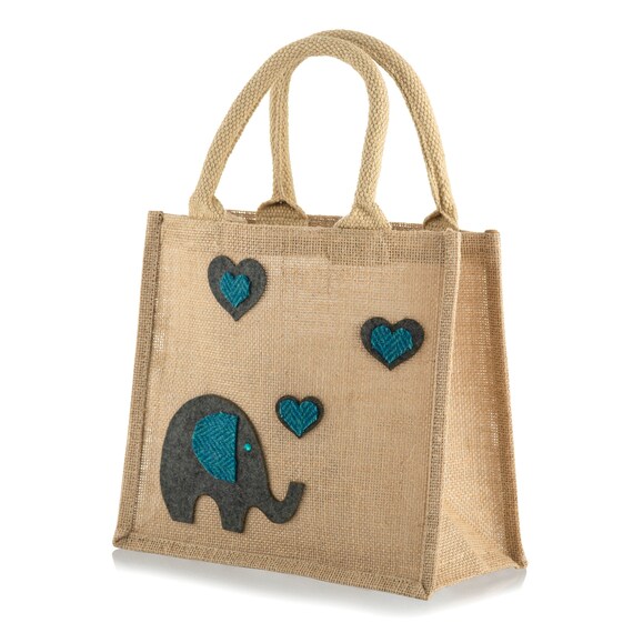 Jute Hessian Burlap Medium Elephant Tote Shopping Bag Etsy