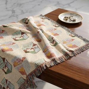 Kowloon Fresh Milk Carton Woven Blanket | 90s Hong Kong Nostalgia Pattern