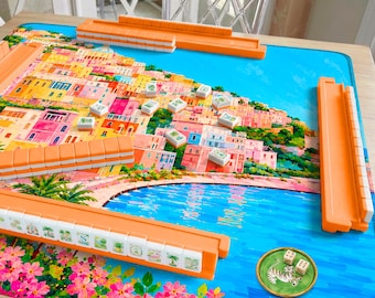 Amalfi Küste Mahjong Matte Positano Italien Gemälde, Mittelmeersommer Küstendesign, Reisegeschenk