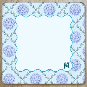 Coastal Hamptons Mahjong Mat, Blue Hydrangea Garden Mat, Birthday Gift for Mahjong Lovers or Hosts