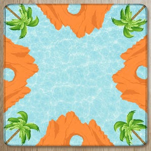 Cabo San Lucas Mahjong Mat, Coastal Blue Mat, Tropical Palm Tree Beach Vacation Mahjong Gift