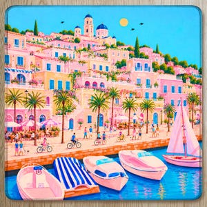 Saint Tropez Mahjong Mat French Riviera Coastal Design, Mediterranean Yacht Club Style, European Summer Gift